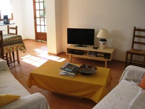 Télévision, lecteur de DVD, livres