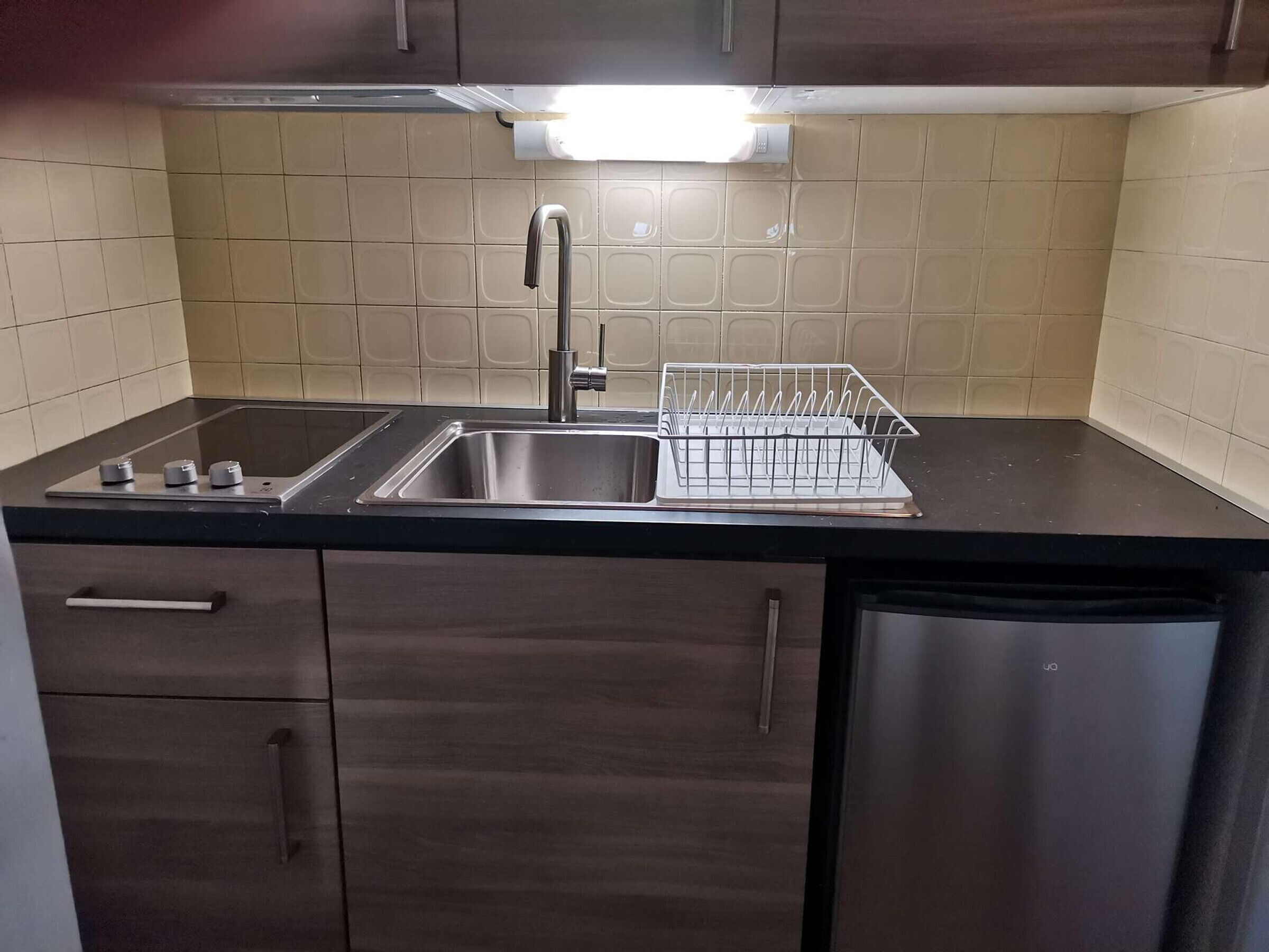 Frigorífic, microones, placa de cuina i cafetera i tetera 