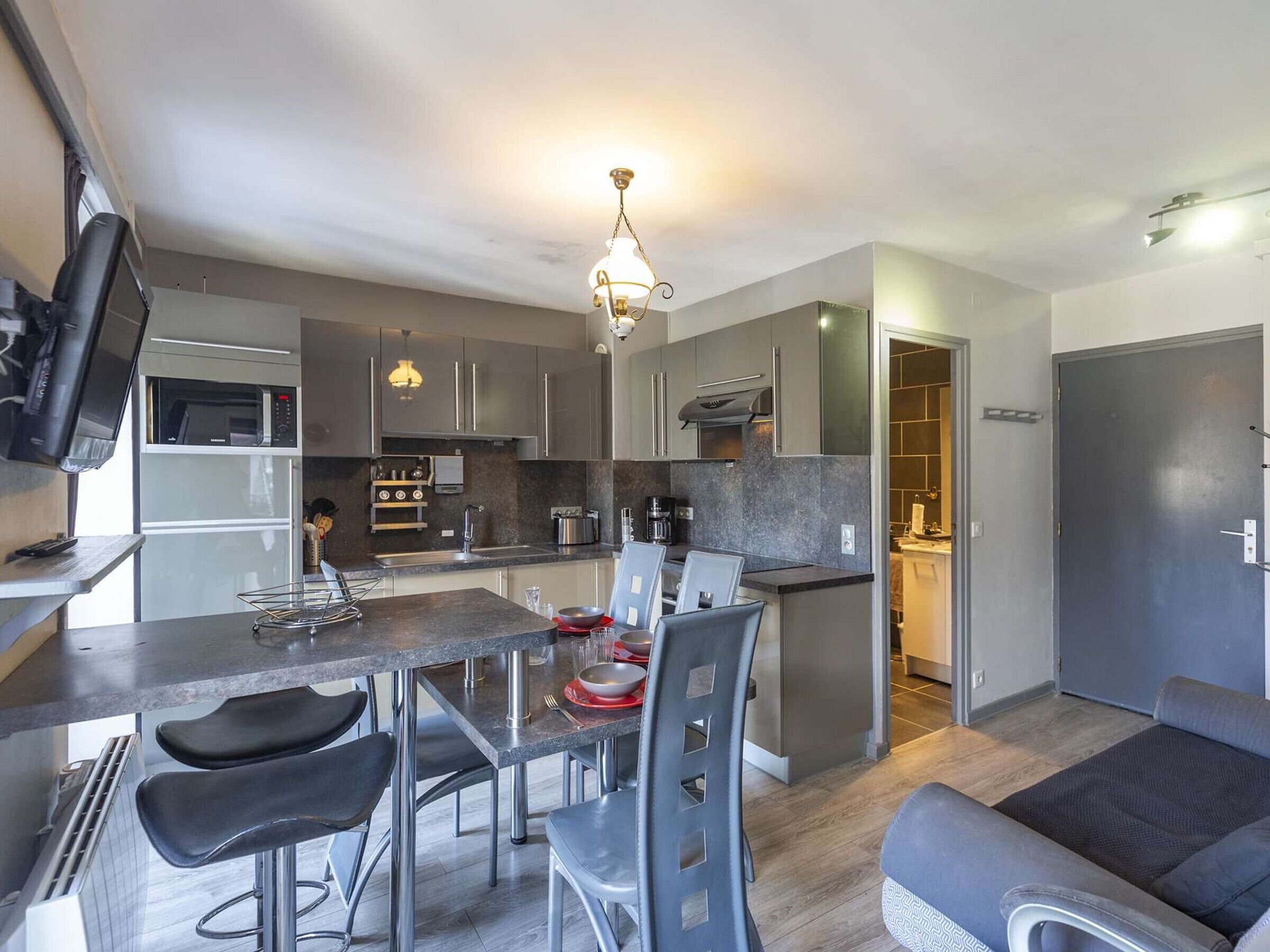 Microwave, oven, dishwasher, high chair