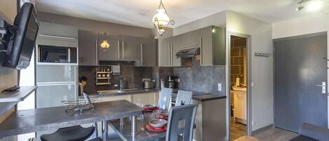 Microwave, oven, dishwasher, high chair