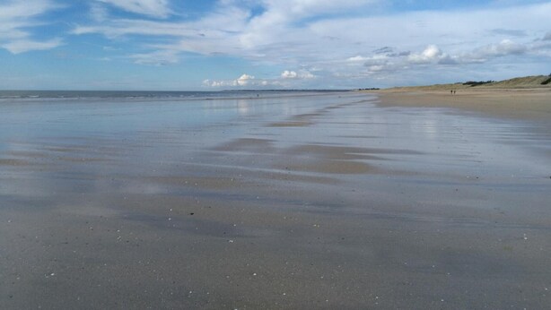 A wide sandy beach with gentle waves, a clear sky, and distant dunes. - Charming house in Lingreville near beach, for 5 pers, with Wi-Fi and pets allowed (Lingreville)