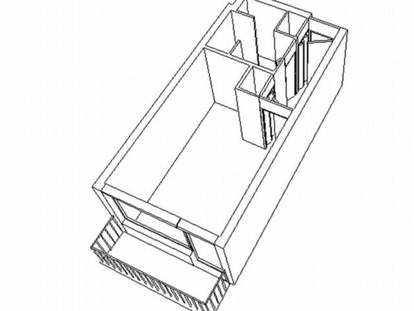 A line drawing of a hotel room layout with a bed, a desk, and a bathroom. - Studio for 3 at the foot of the slopes, pets accepted (Chamrousse)