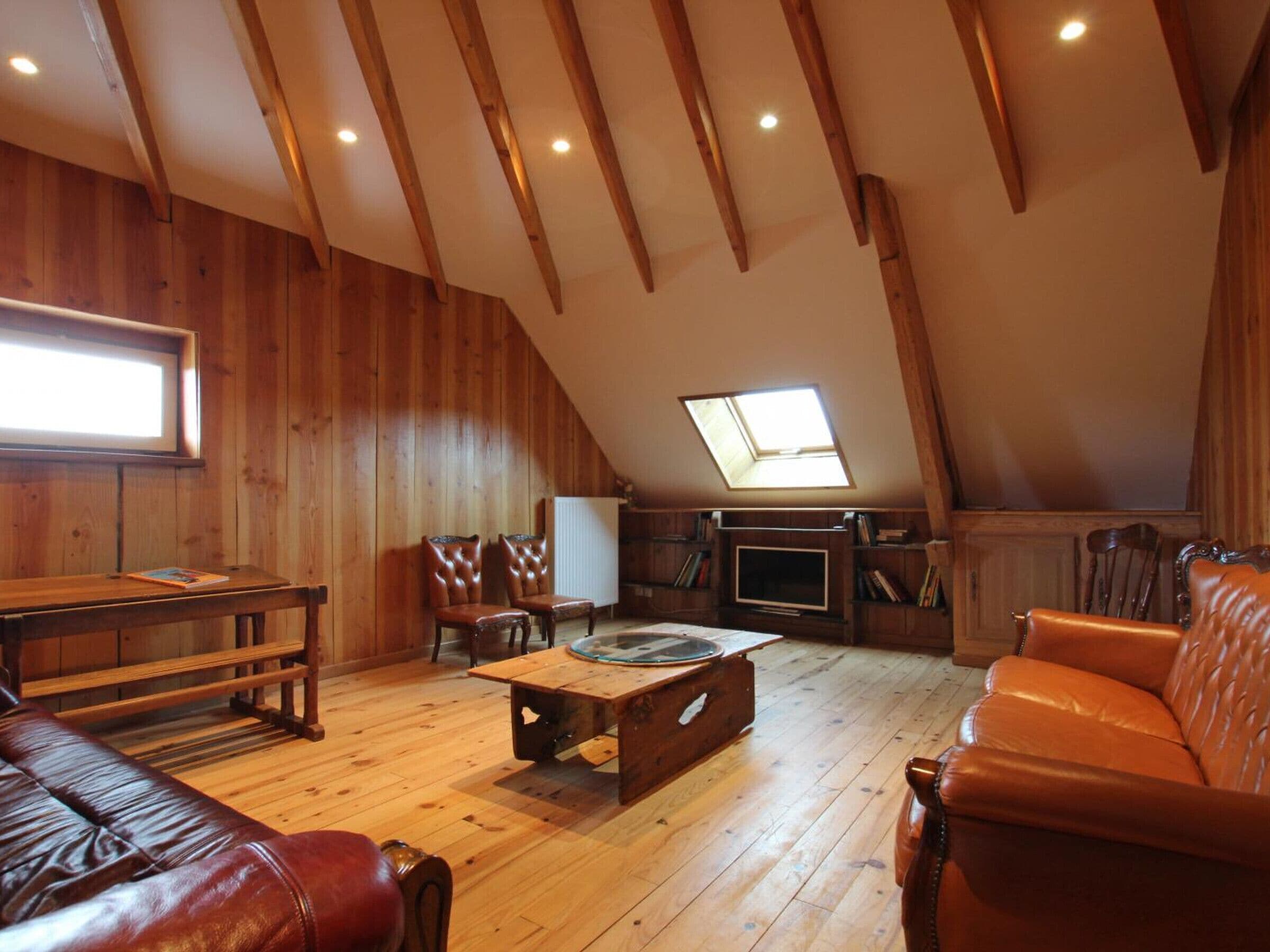 Télévision, cheminée, table de tennis de table