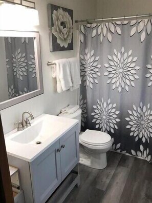 Regadera, secadora de cabello, toallas 