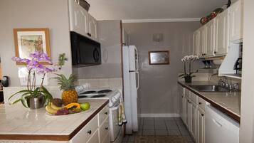 Geladeira, micro-ondas, fogão, cooktop