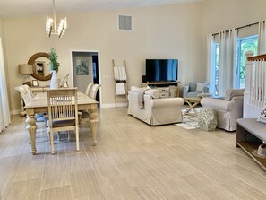 Smart TV, books, video library, stereo