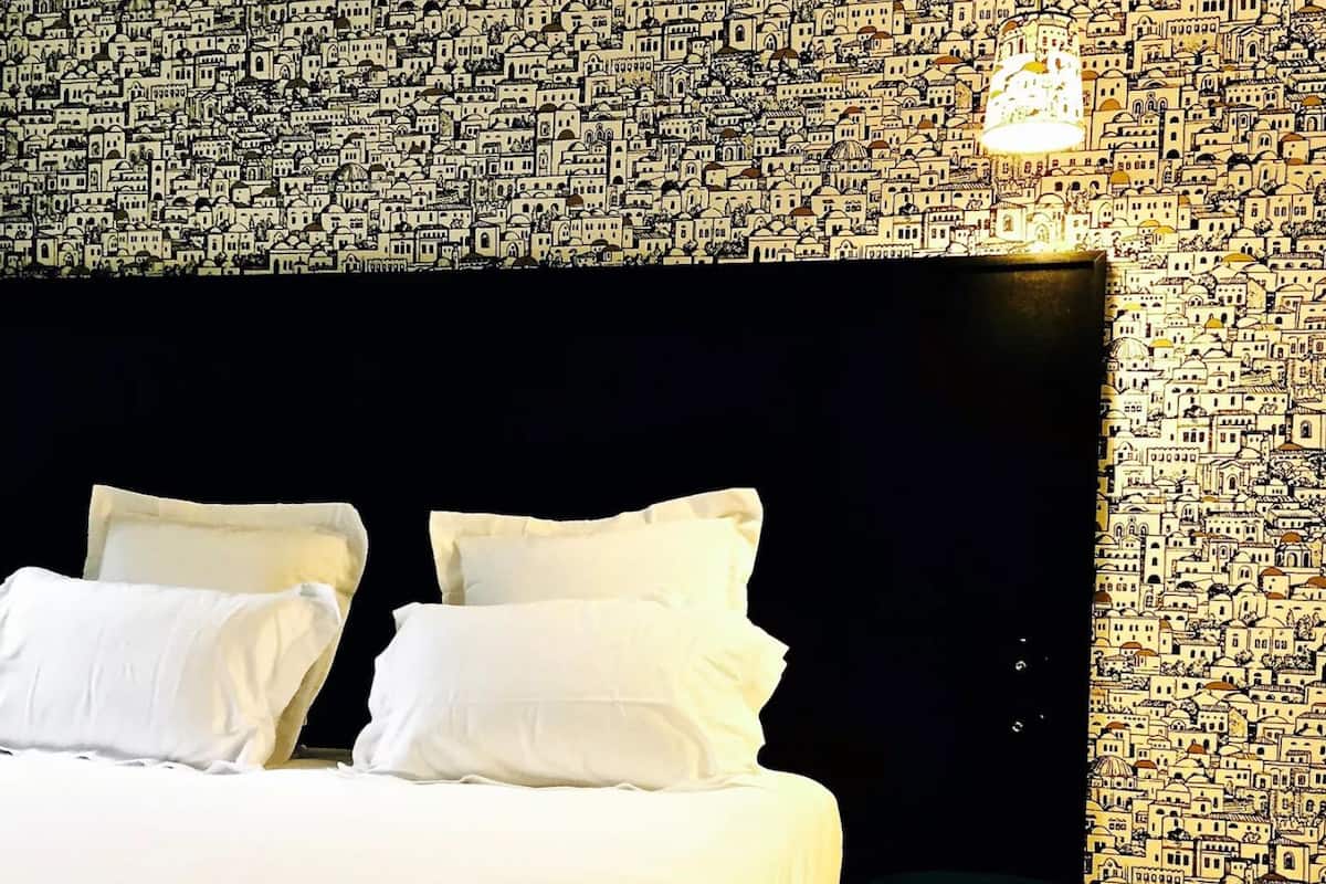 premium bedding, desk, blackout curtains, soundproofing