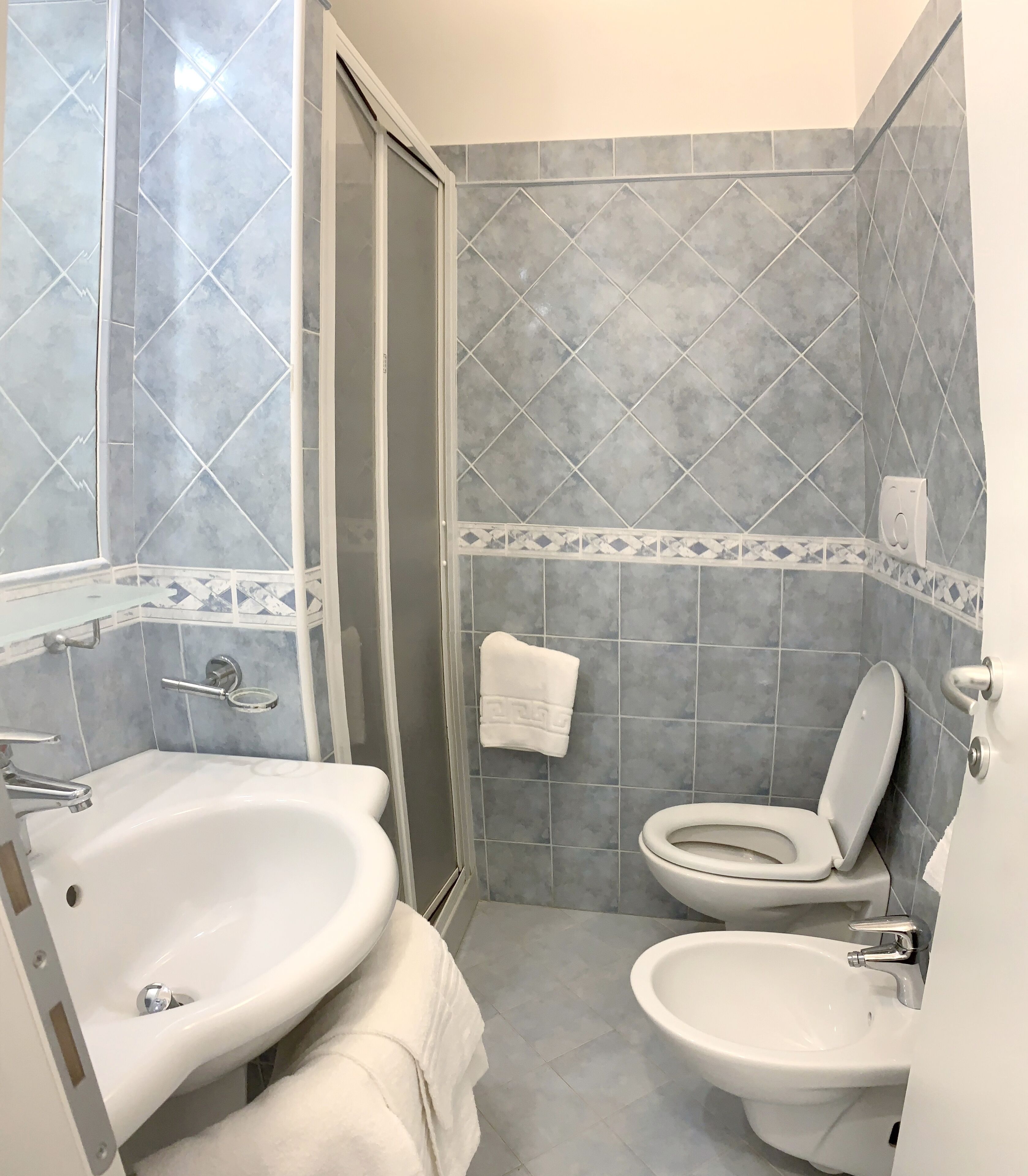 shower, free toiletries, hair dryer, bidet