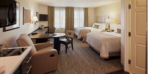 Premium bedding, Select Comfort beds, desk, laptop workspace