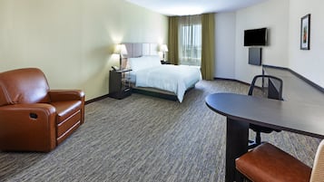 Premium bedding, Select Comfort beds, desk, laptop workspace