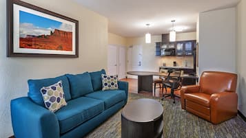 Premium bedding, Select Comfort beds, desk, laptop workspace