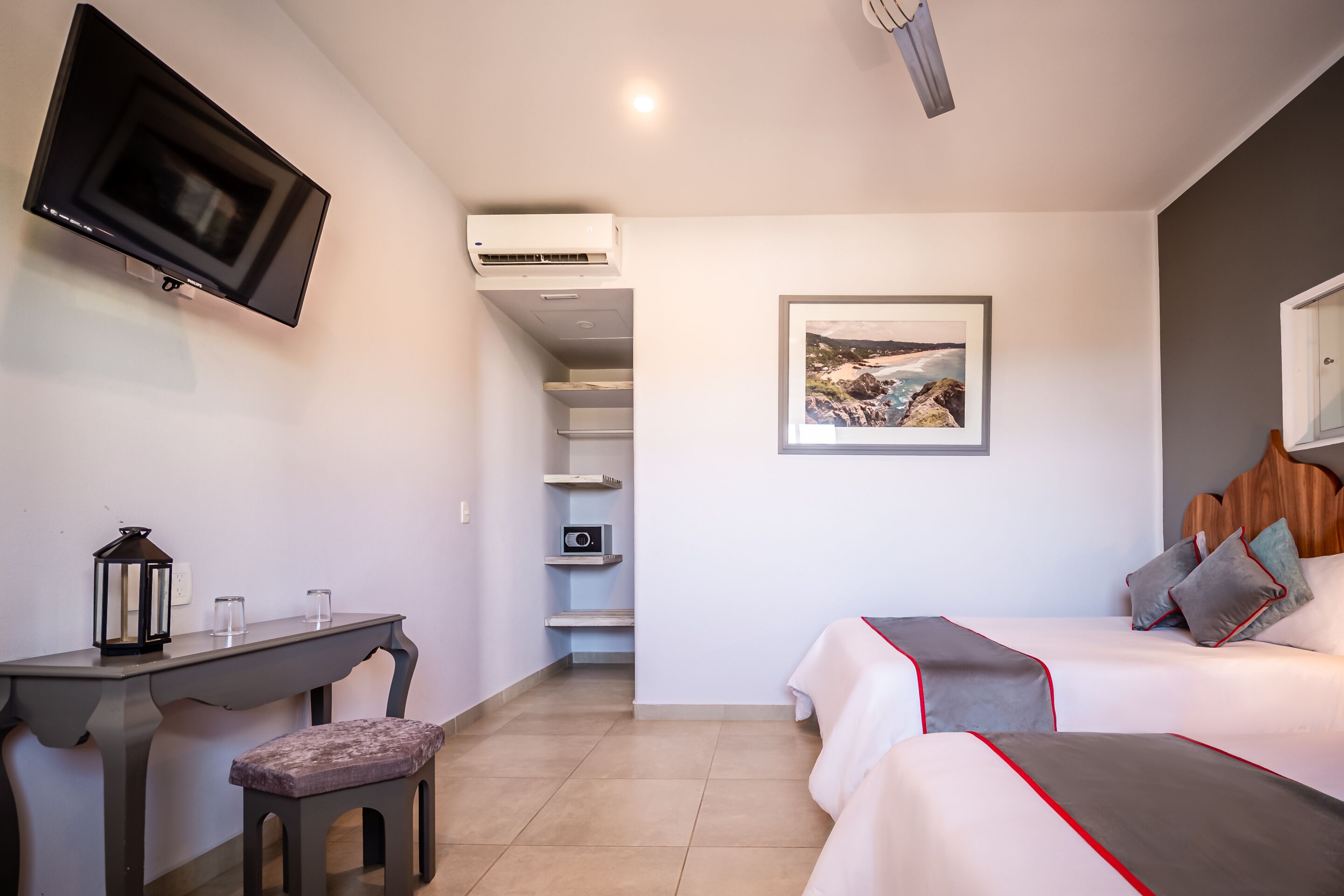 standard room, 2 double beds | 1 bedroom, in-room safe, individually furnished, iron/ironing board