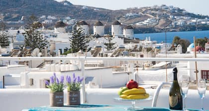 Mykonos-Stadtpanorama mit eigener Terrasse