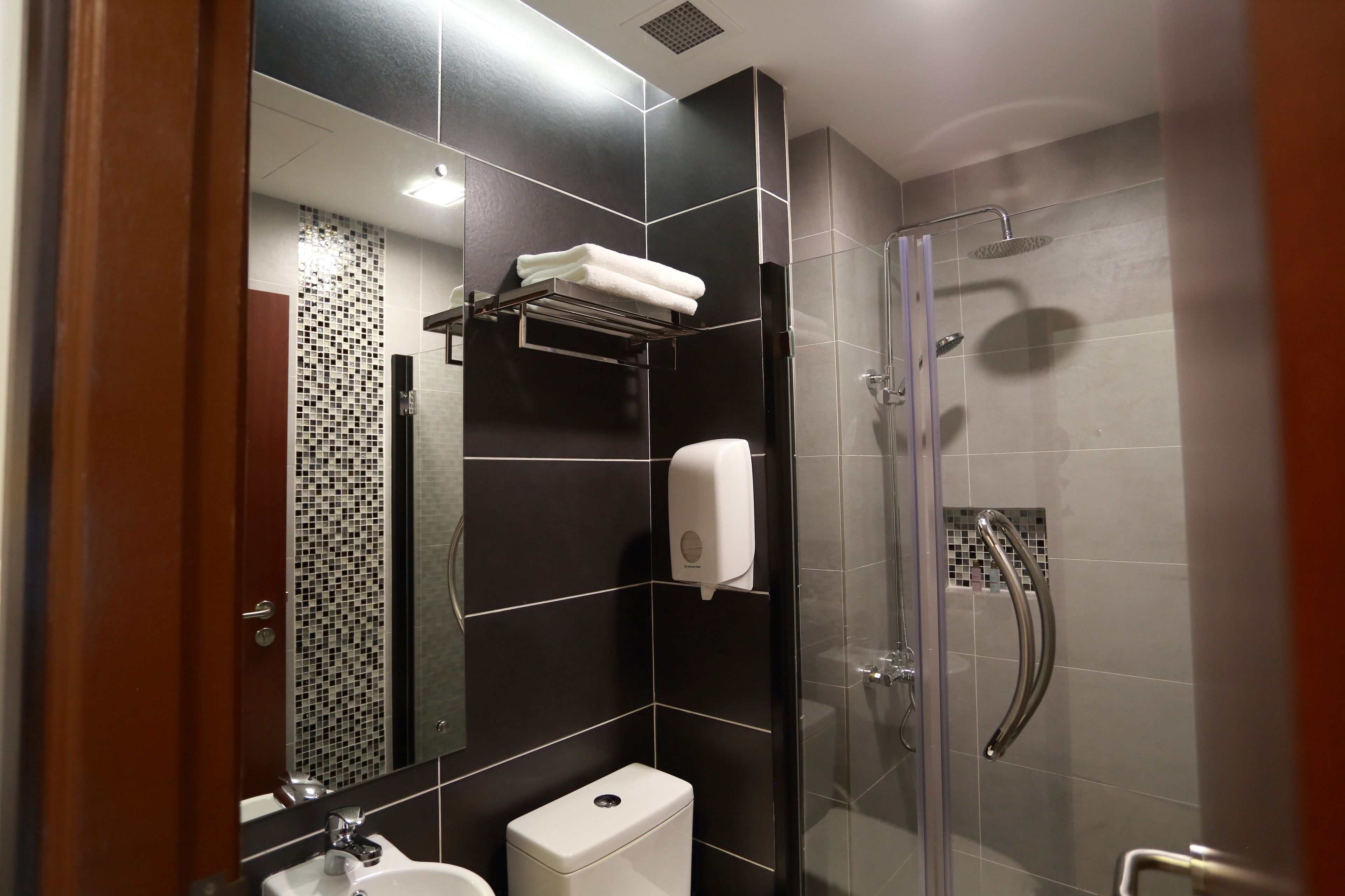 shower, free toiletries, hair dryer, bidet