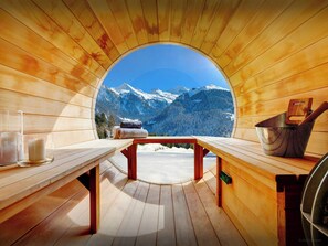 Sauna - Chalet Manoe - secluded alpine base with summer pool & spa - OVO Network (Manigod)