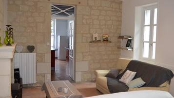 TV, fireplace, table football