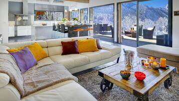 TV, fireplace, video games, DVD player