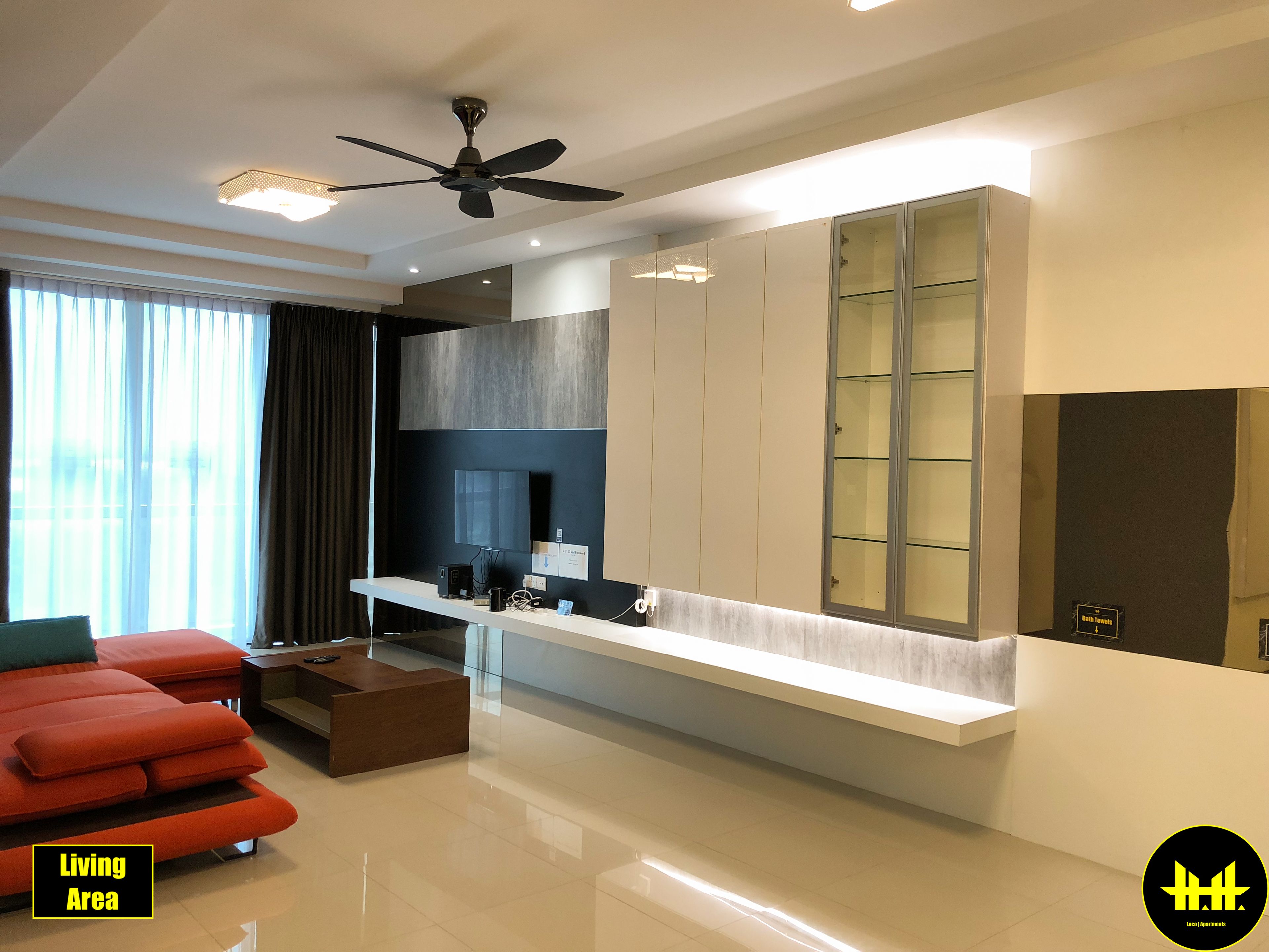 superior apartment, 3 bedrooms, 2 bathrooms, city view | living area | lcd tv