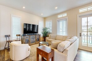 TV, video games, DVD player, video library