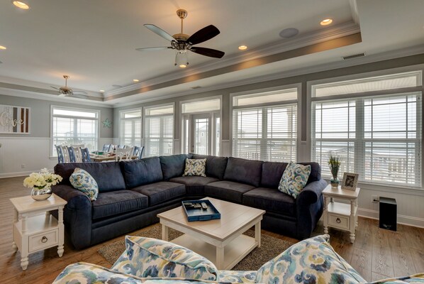 TV, fireplace, video games, DVD player