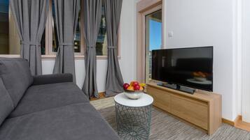 Standard 1 bedroom apartment with balcony | Living area | Flat-screen TV