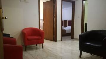 Basic Suite, 2 Bedrooms | Desk, laptop workspace, blackout curtains, free WiFi