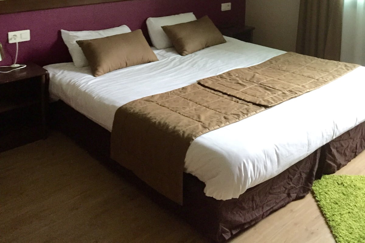 Comfort Double Room | Premium bedding, desk, soundproofing, iron/ironing board