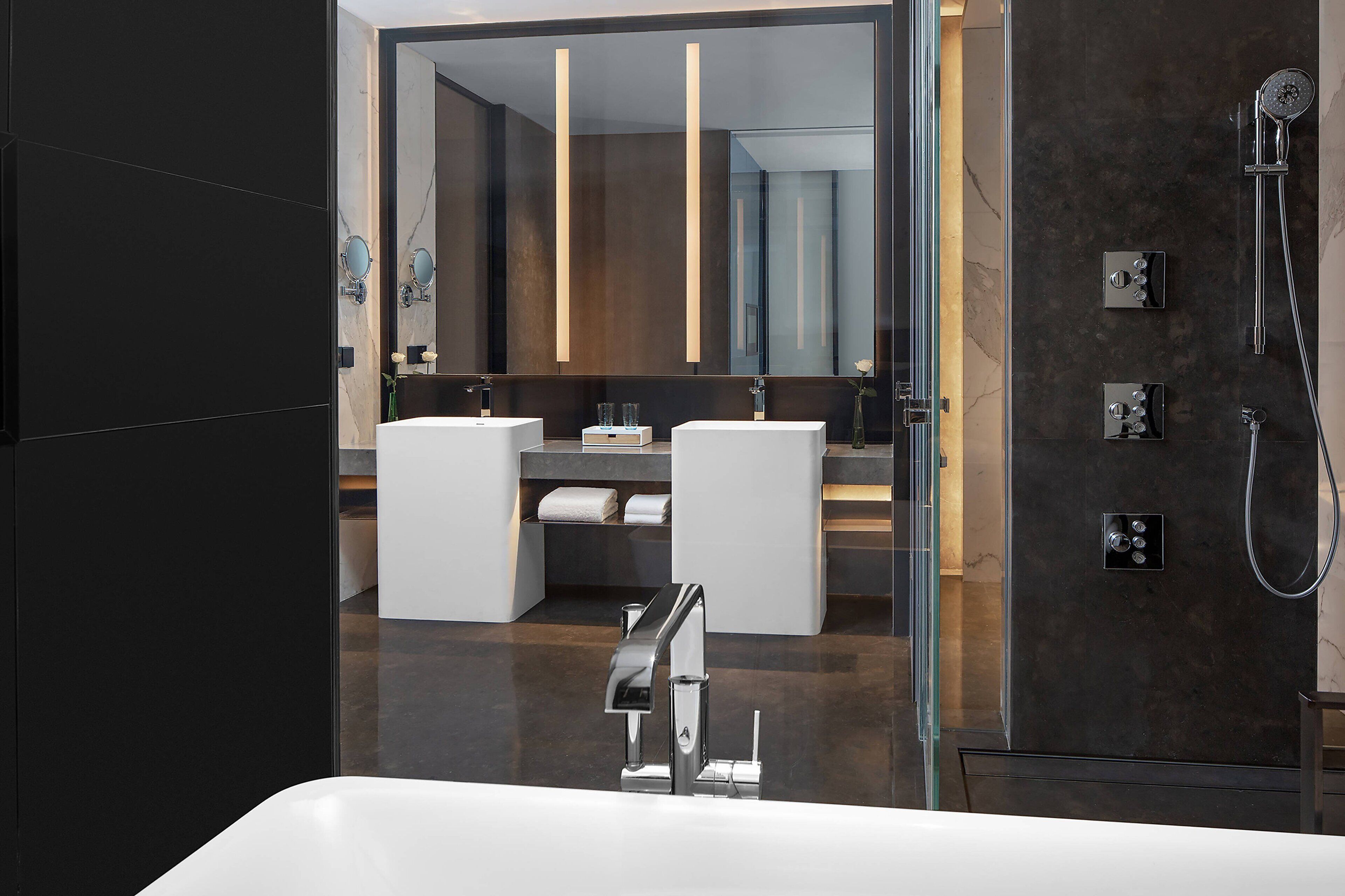 rainfall showerhead, free toiletries, hair dryer, bathrobes