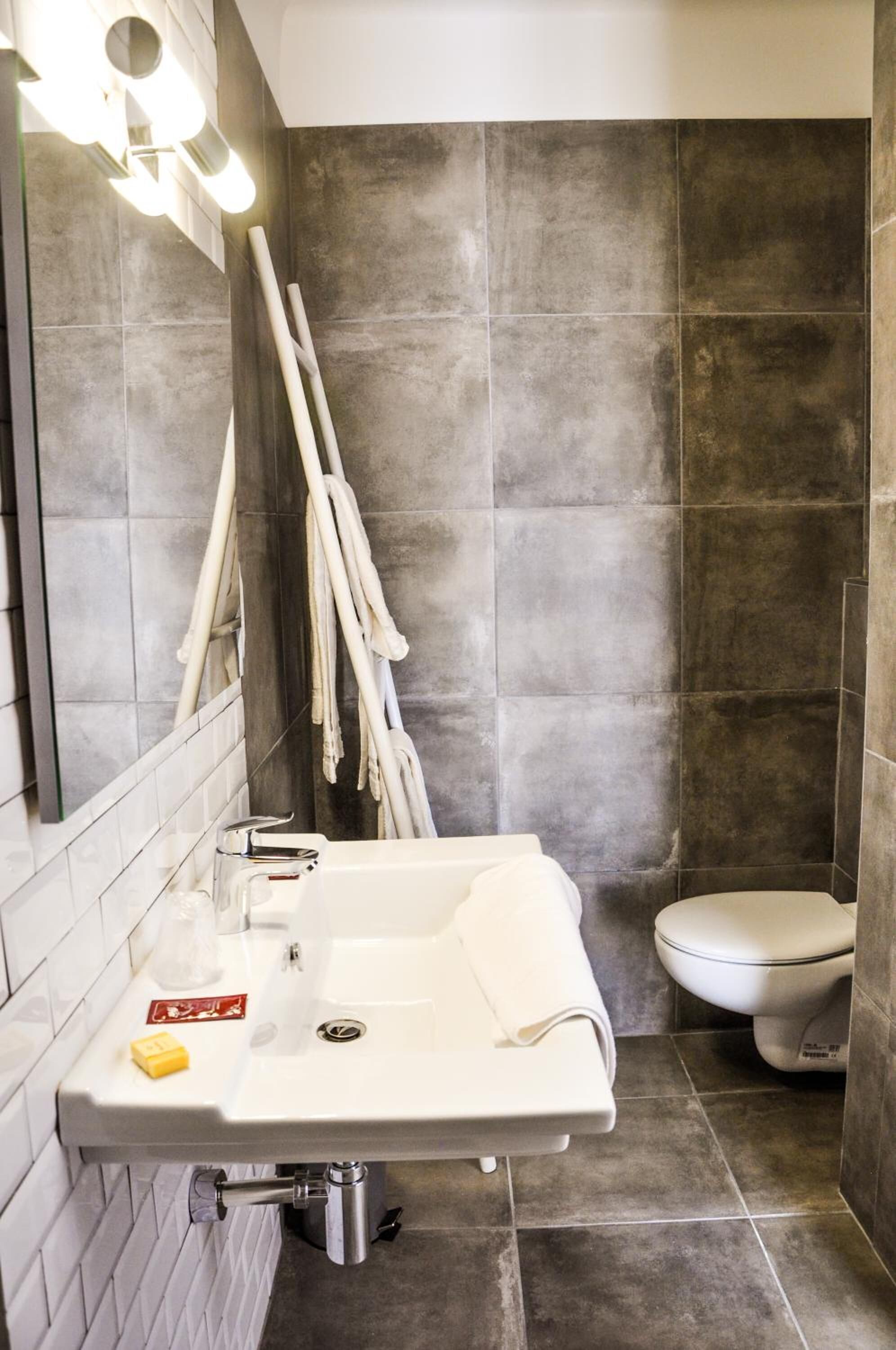 free toiletries, hair dryer, towels