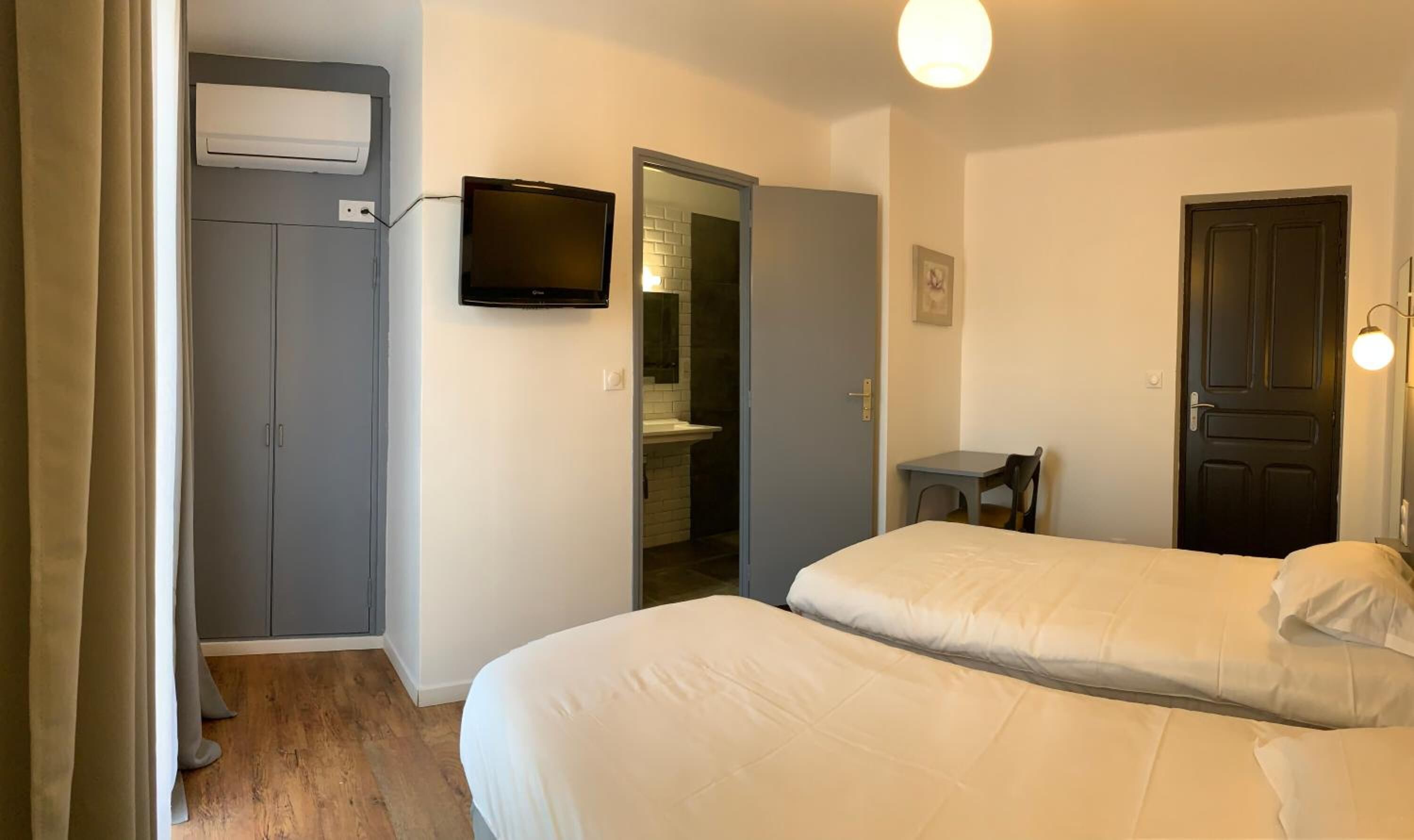 desk, blackout curtains, iron/ironing board, free wifi