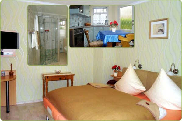 1 bedroom, desk, WiFi, bed sheets