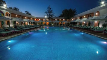 Outdoor pool, a waterfall pool