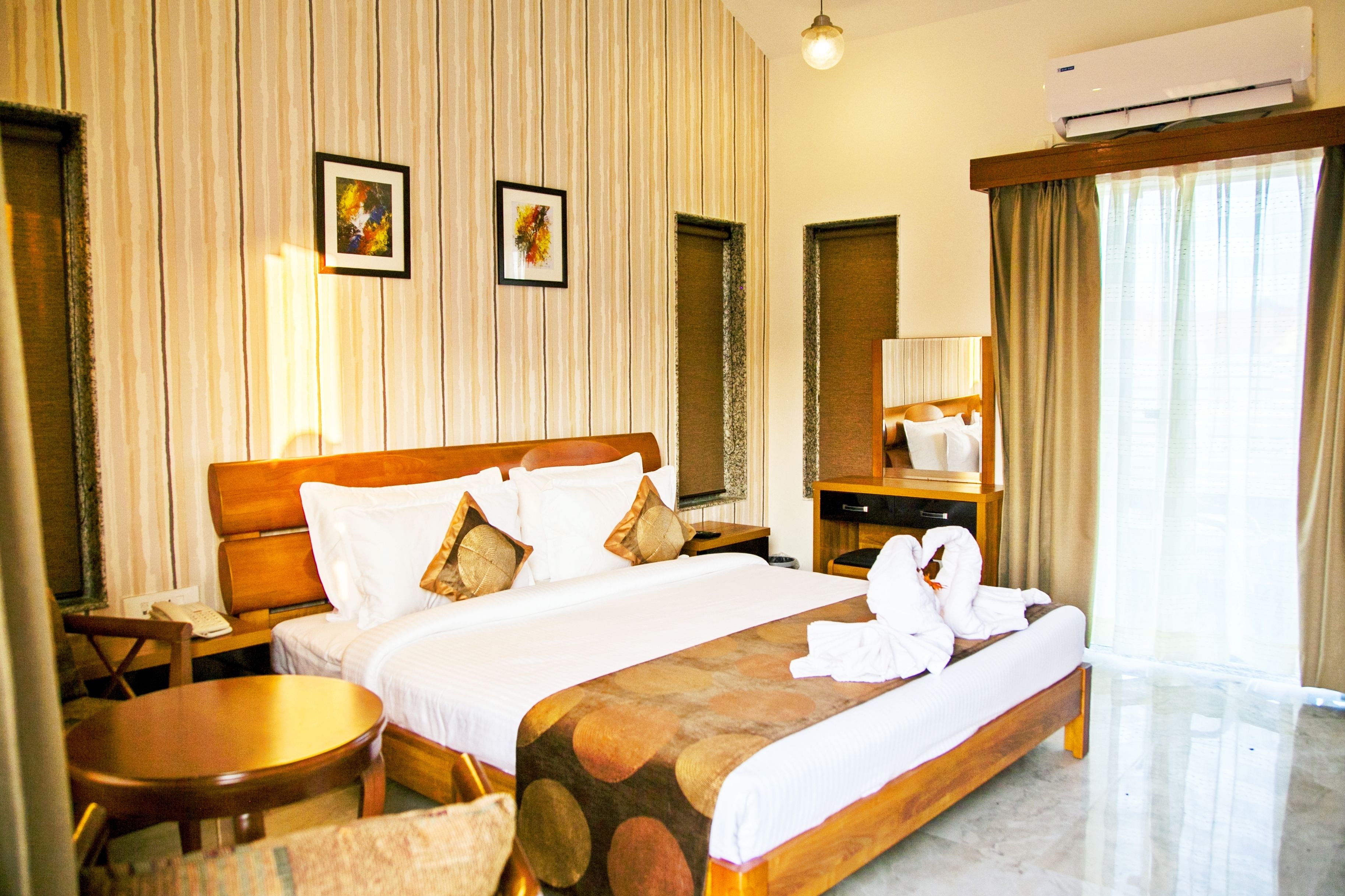 Minibar, desk, laptop workspace, iron/ironing board