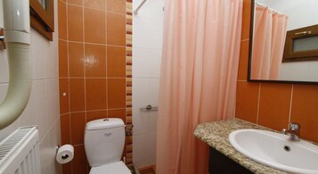 Chuveiro, produtos de toalete grátis, secador de cabelo 