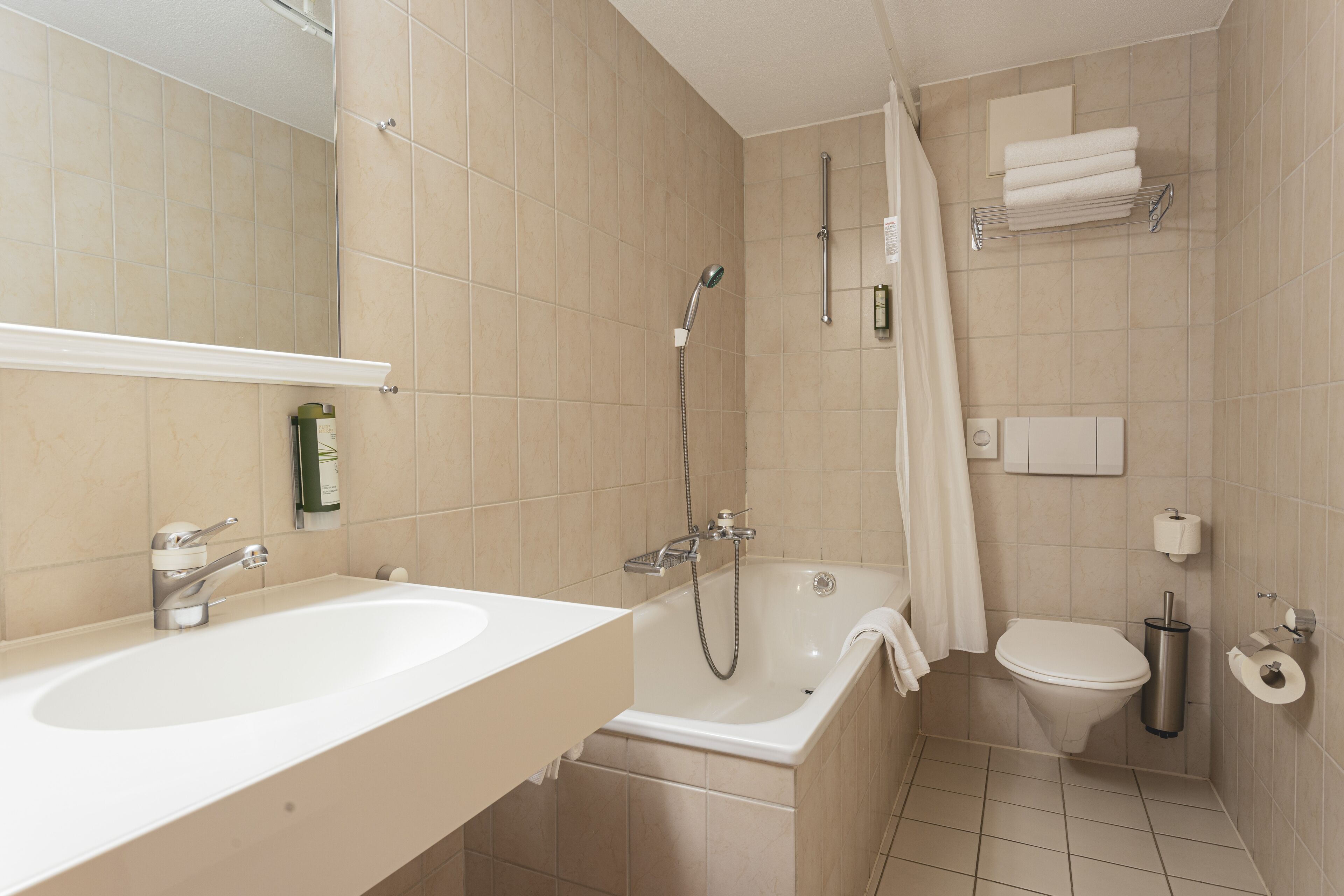 free toiletries, hair dryer, towels