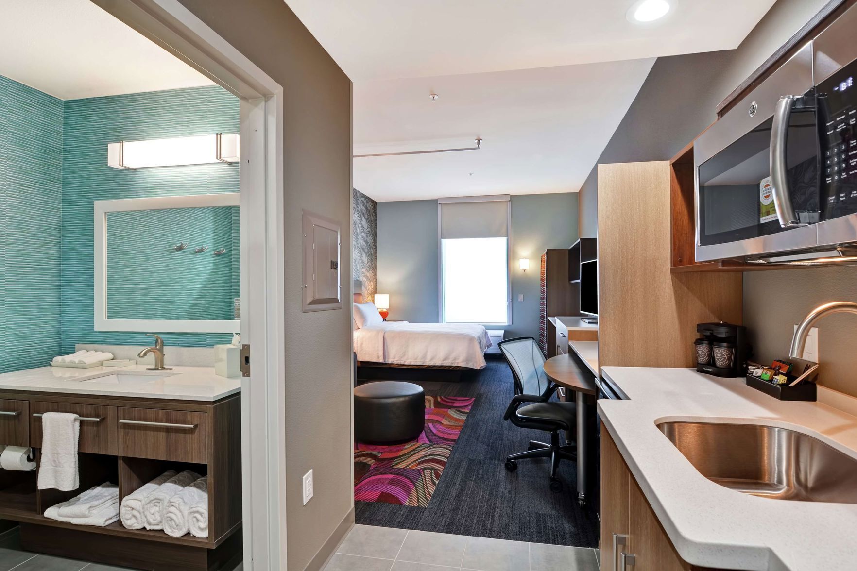 In-room safe, desk, laptop workspace, blackout curtains