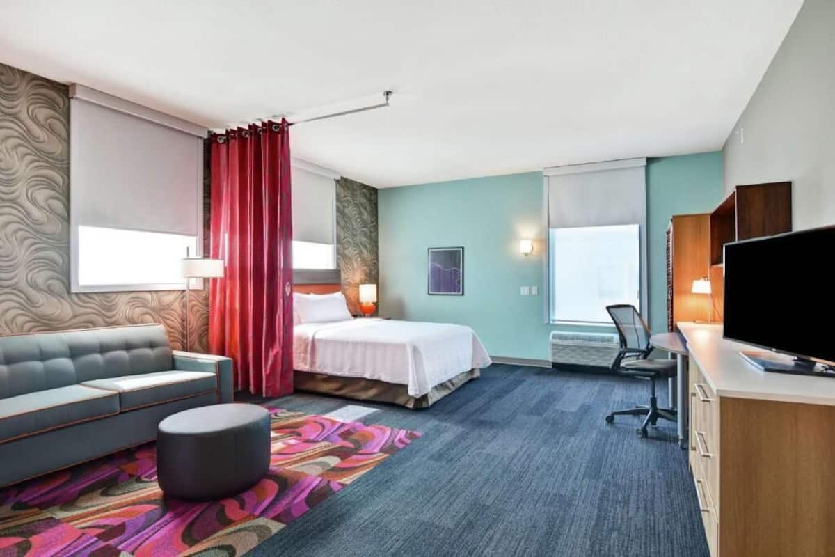 In-room safe, desk, laptop workspace, blackout curtains