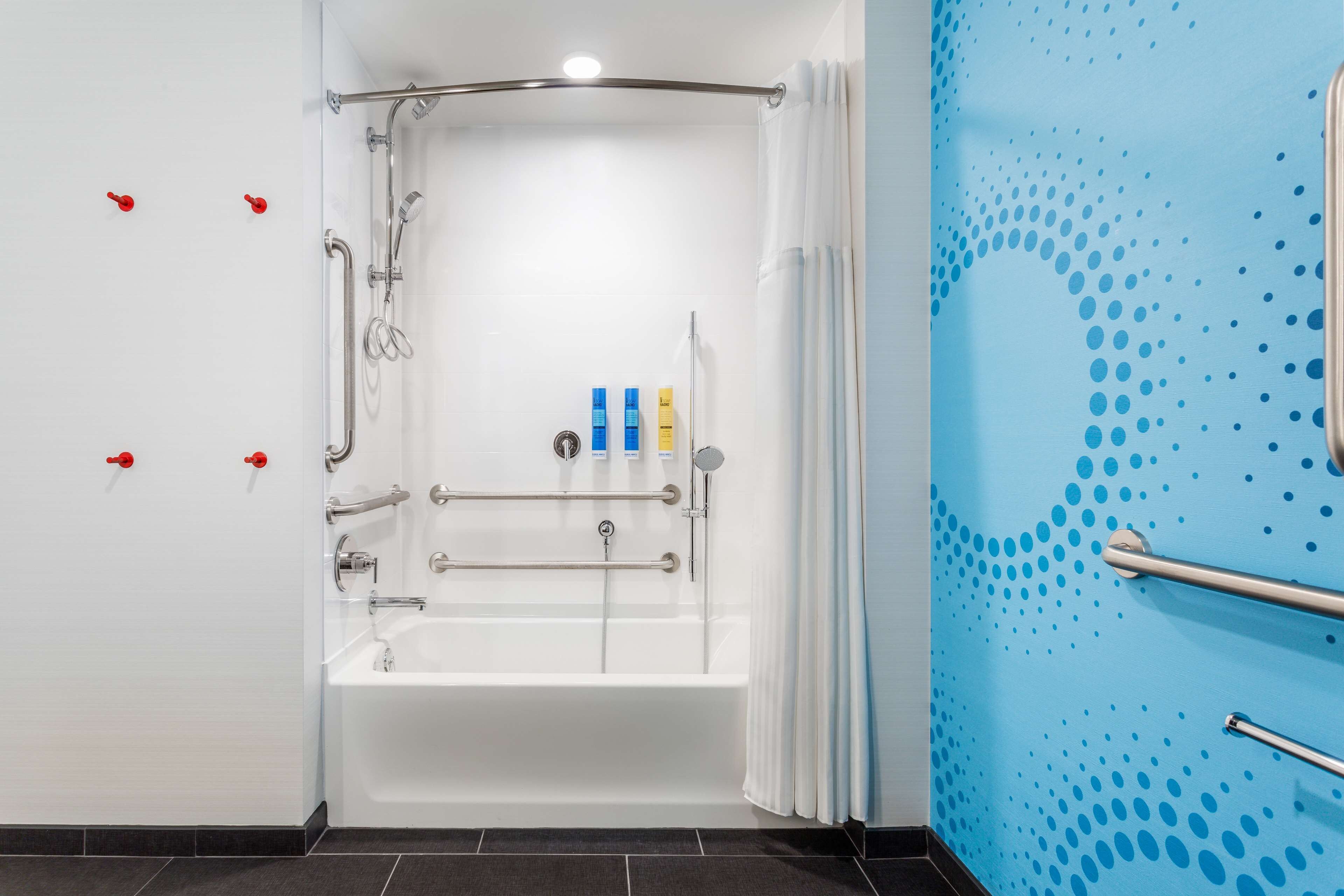 free toiletries, hair dryer, towels