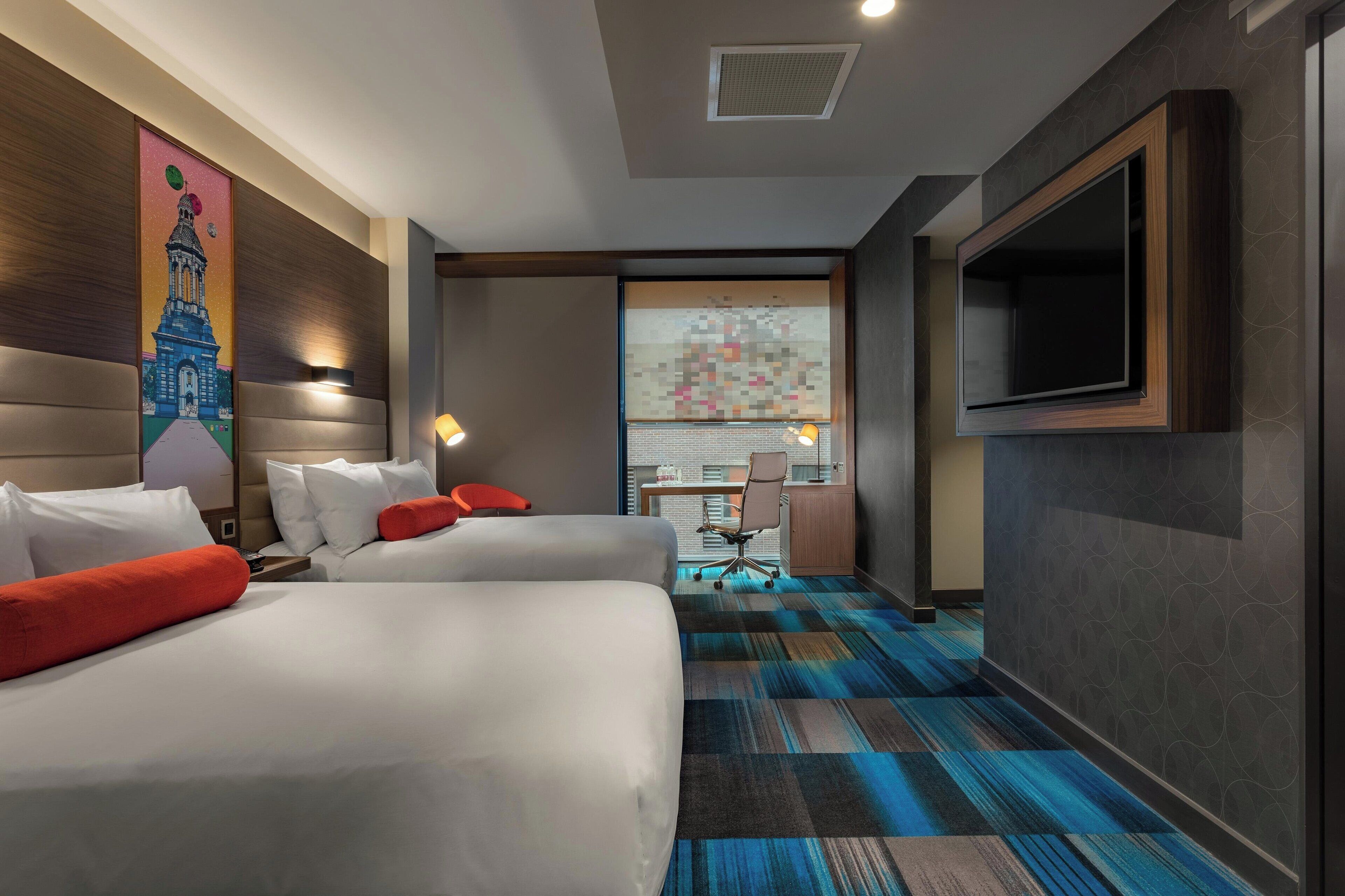 urban, room, 2 double beds, non smoking | minibar, in-room safe, desk, laptop workspace