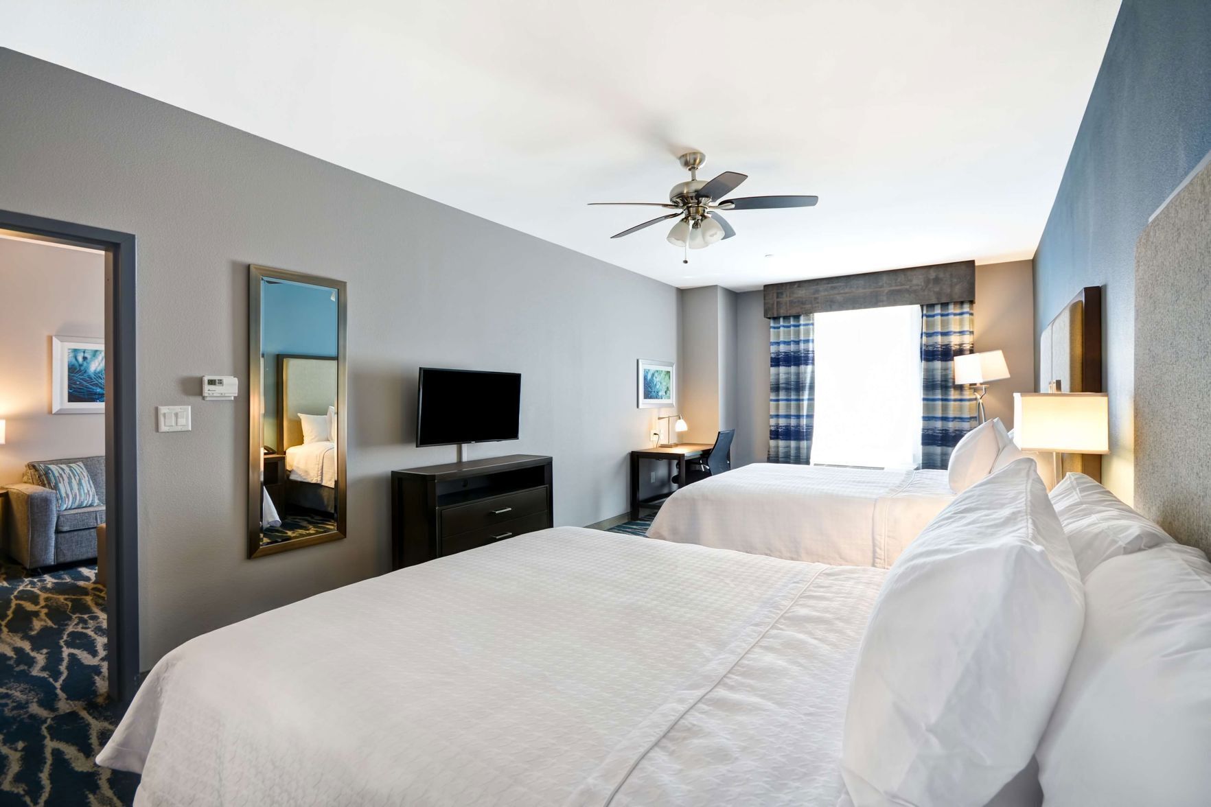 In-room safe, desk, laptop workspace, blackout curtains