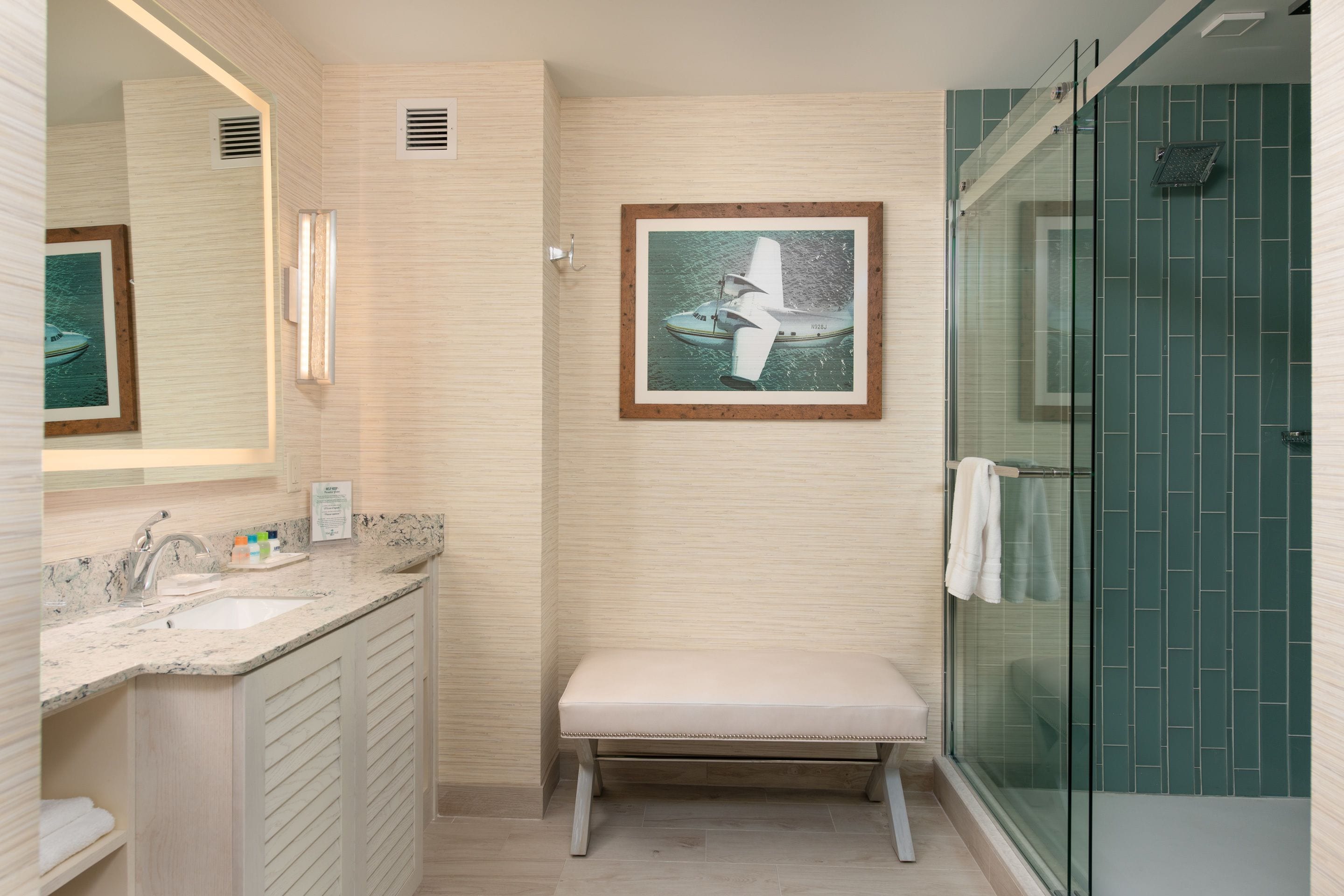 king suite, 1 bedroom, 1 king bed with sofa bed                                     | bathroom shower