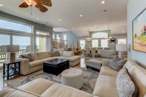 TV, fireplace, DVD player, foosball