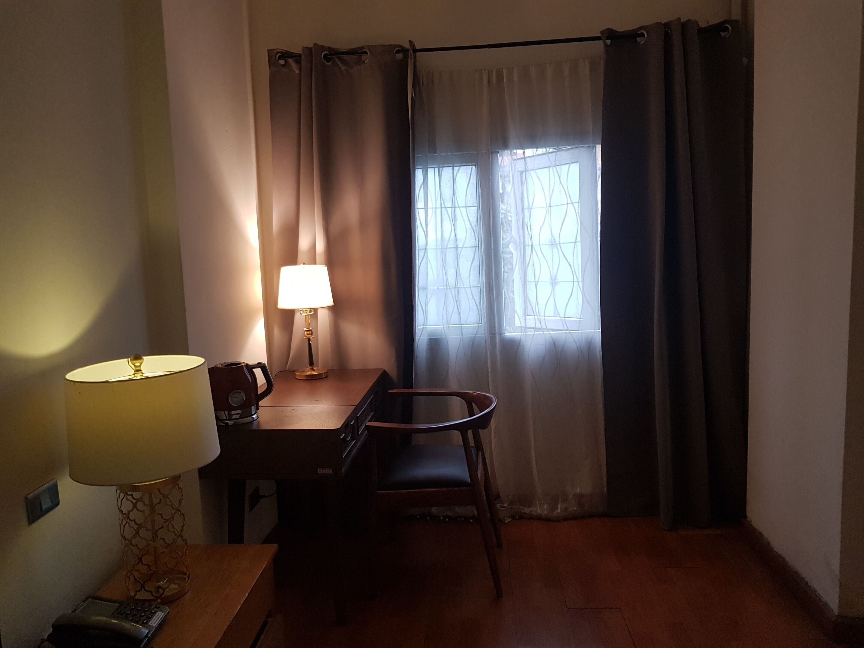 1 bedroom, laptop workspace, blackout curtains, soundproofing