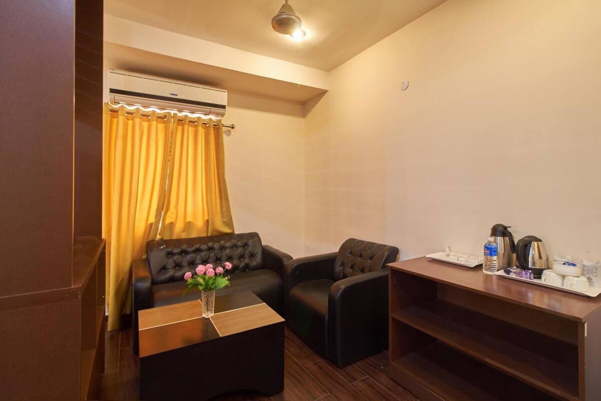 premium double or twin room, city view | living area | flat-screen tv