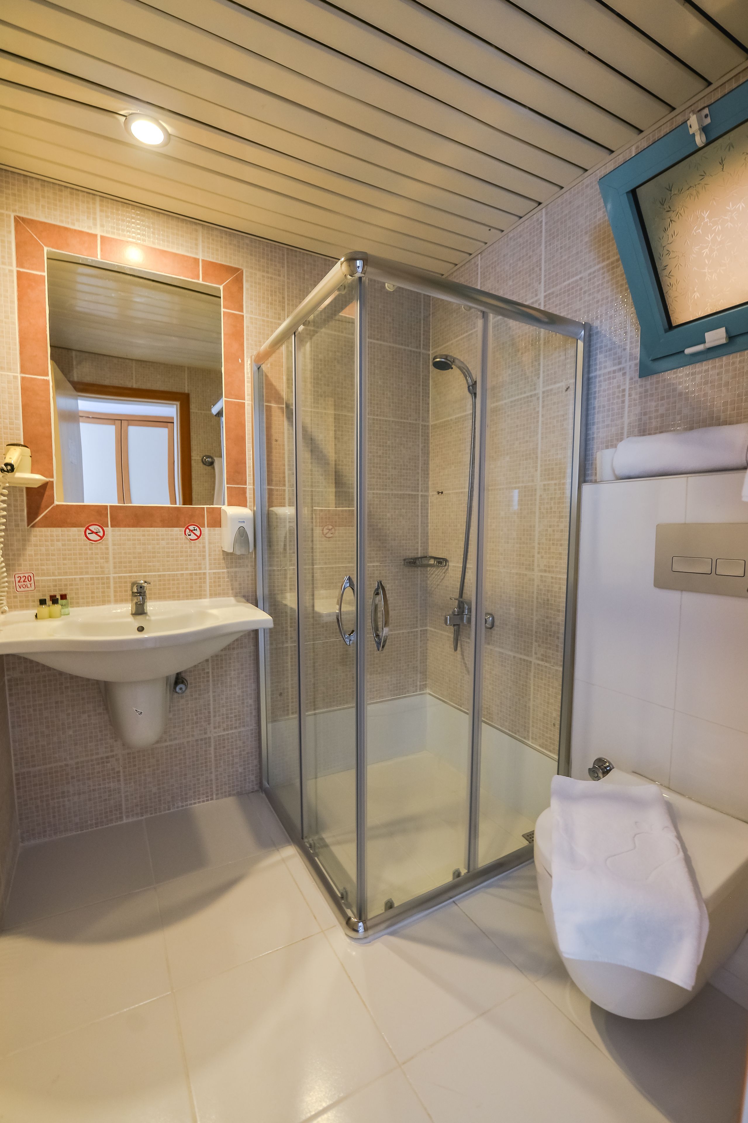 standard room, 1 double or 2 single beds, non smoking | bathroom | shower, hair dryer, slippers, towels