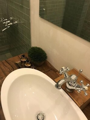 Shower, free toiletries, towels