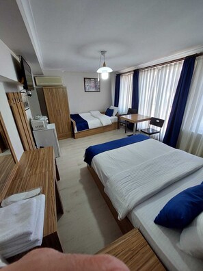Shower, free toiletries, hair dryer, slippers