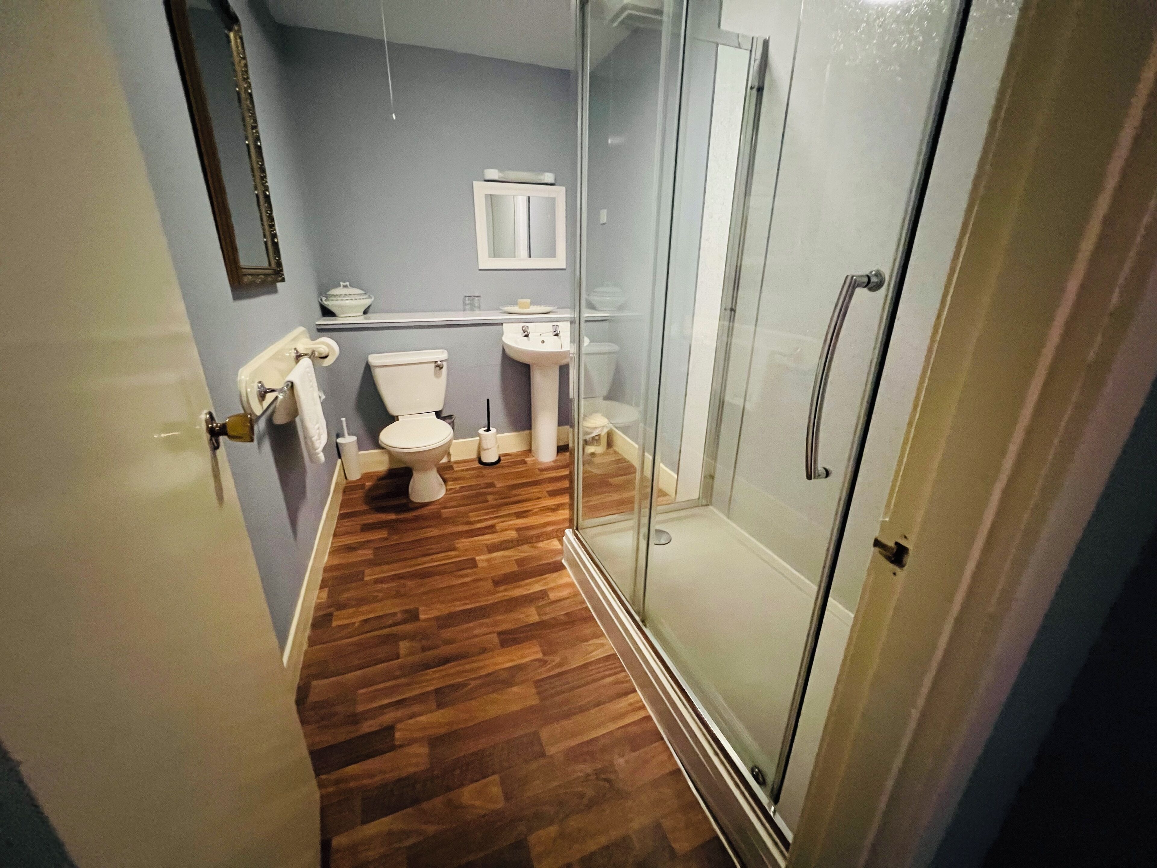 free toiletries, hair dryer, towels