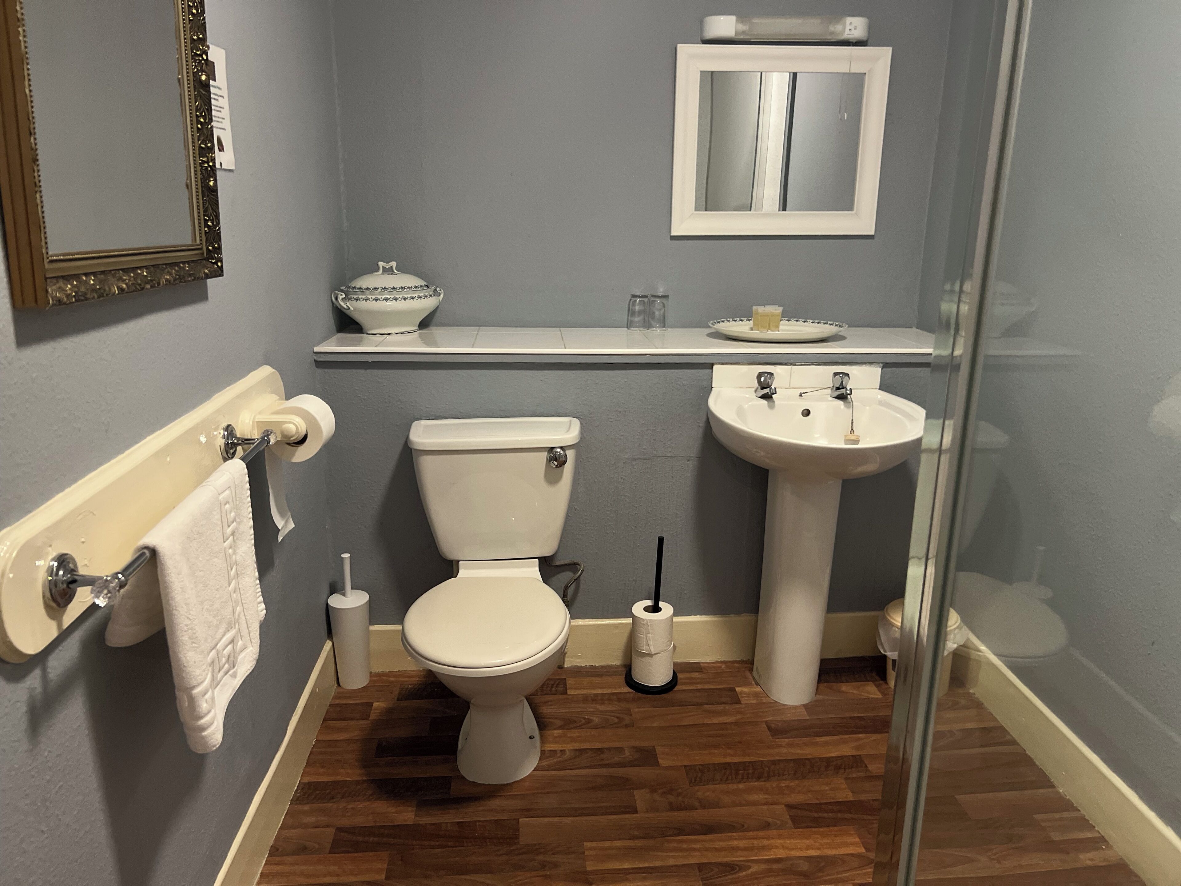 free toiletries, hair dryer, towels