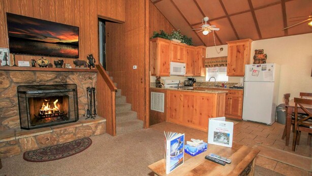 Standard Cabin, Non Smoking, Kitchen | Living area | TV, fireplace, DVD player - Bear Mountain Retreat (Big Bear Lake)